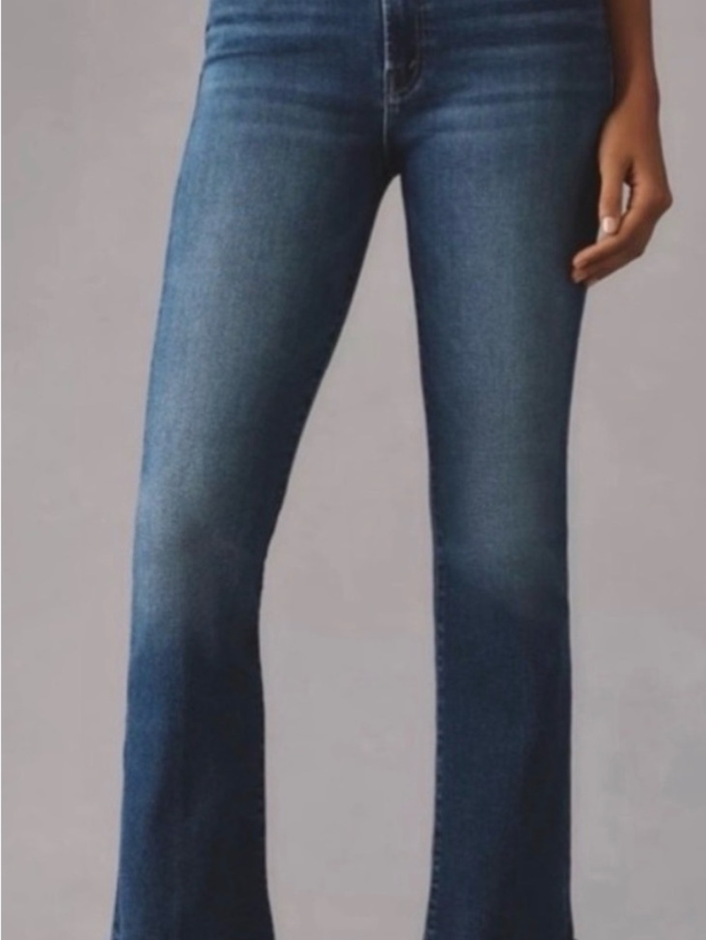 Mother Denim The Hustler Ankle Fray Wish On A Star High-Rise Blue Flare Jeans